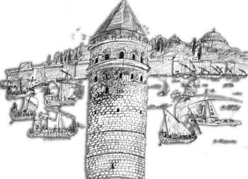 Galata Tower and the city of Constantinople